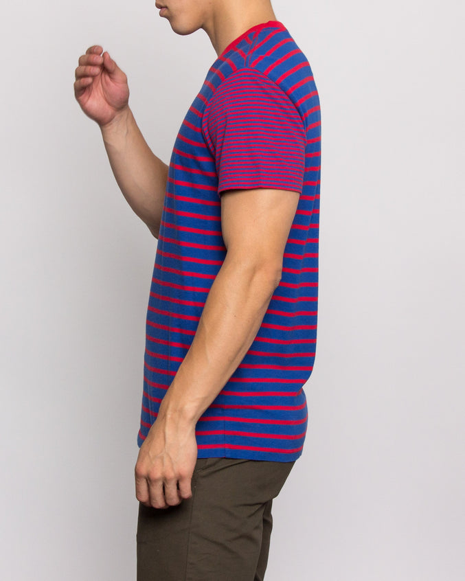 Crazy Stripe Tee - Color: True Blue/Red | Blue