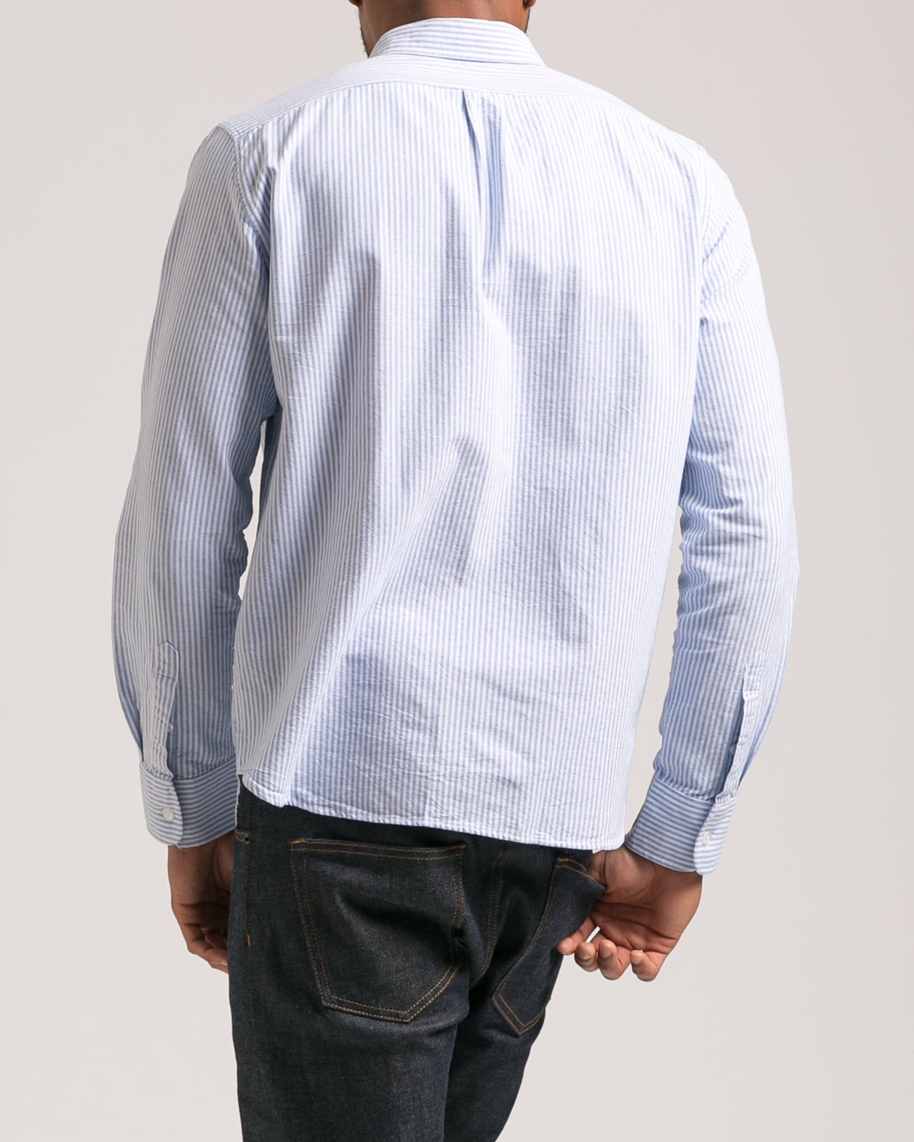 Striped Long Sleeve Button Down Shirt - Color: Blue | Blue