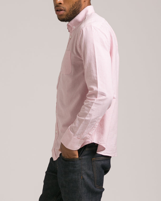 Striped Long Sleeve Button Down Shirt - Color: Red | Red