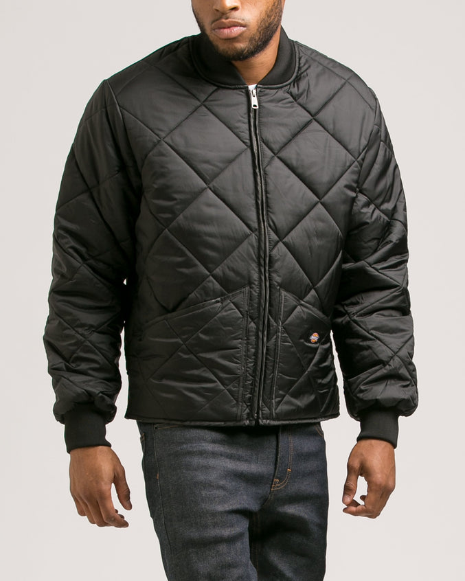 Diamond Quilted Nylon Jacket - Color: Black | Black
