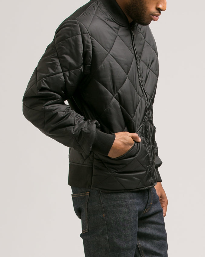 Diamond Quilted Nylon Jacket - Color: Black | Black