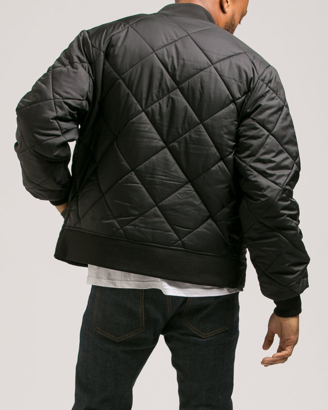 Diamond Quilted Nylon Jacket - Color: Black | Black