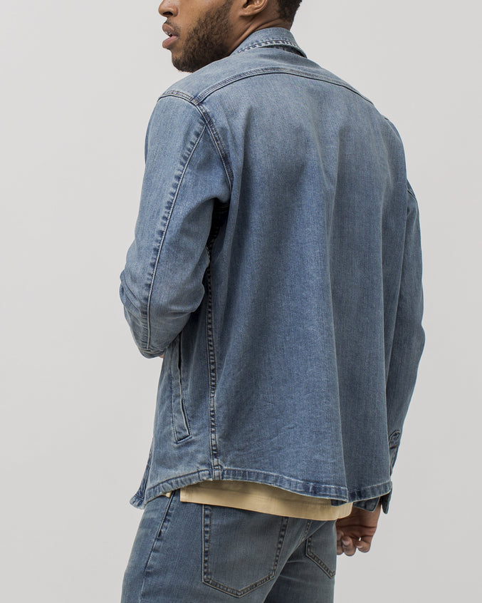 Denim Destroy Shirt Jacket - Color: Light Wash | Blue