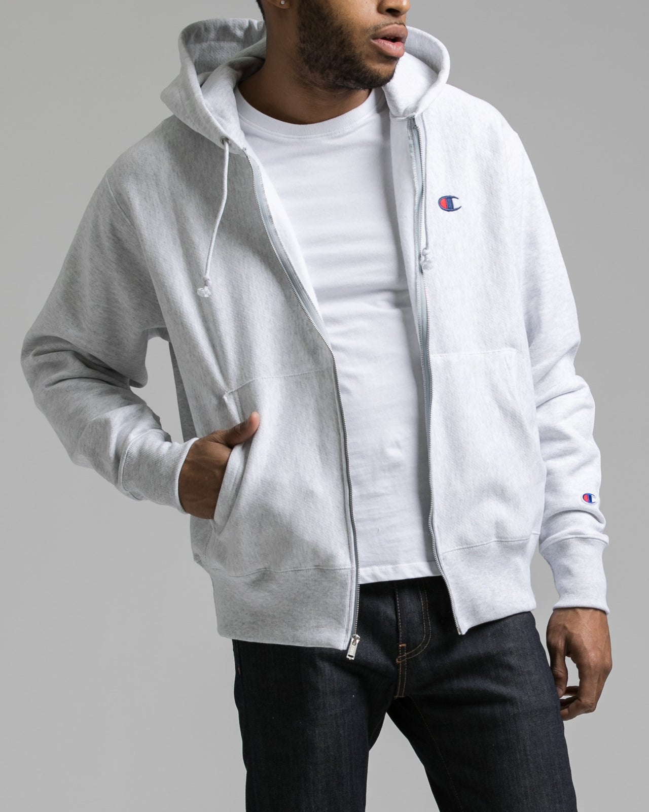 Reverse Weave® Full Zip Hoodie - Color: GFS Silver Grey | Grey