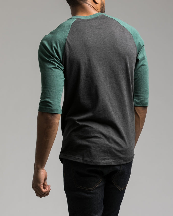 Contrast Heather Henley Tee - Color: Dark Green Heather | Green