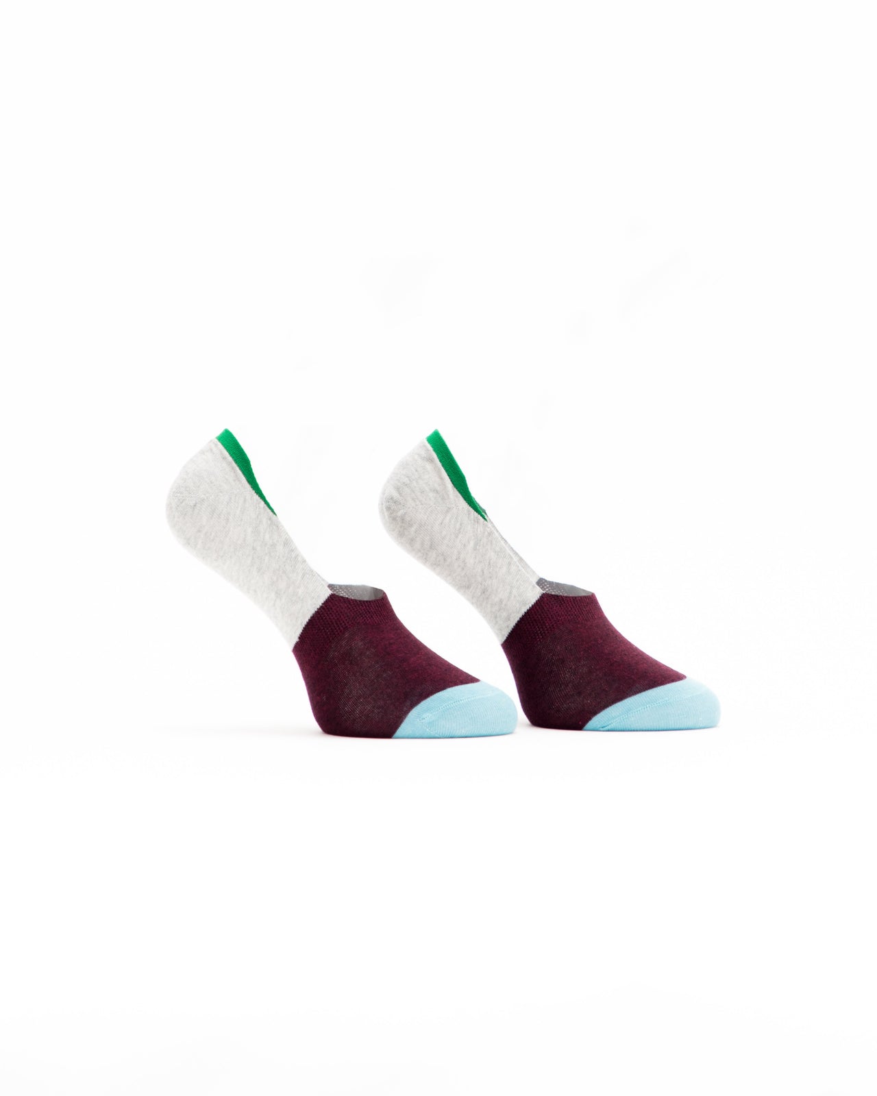 No Show Sock - Color: Burgundy/Grey | Red