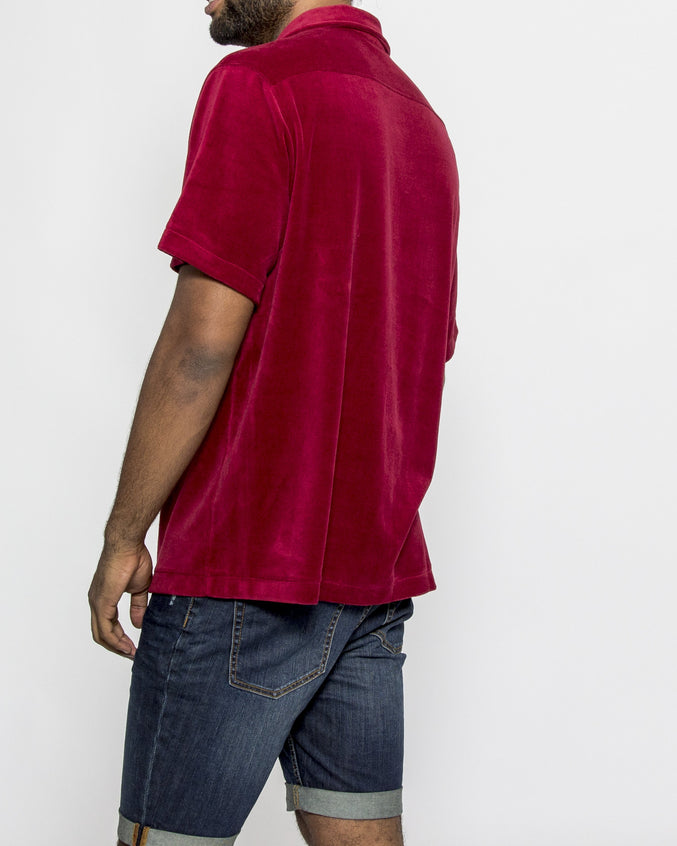 Velour Camp Shirt - Color: Red | Red