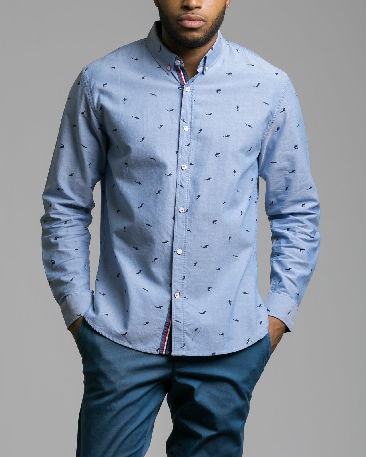 Long Sleeve Shark Shirt - Color: Blue | Blue