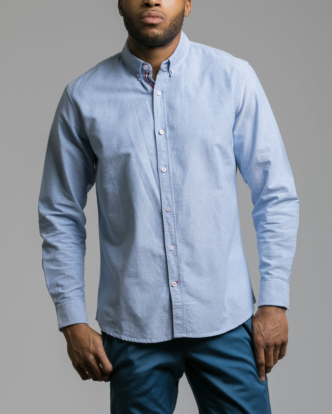 Long Sleeve Button Down Shirt - Color: Blue | Blue