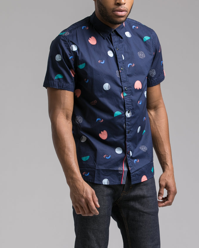 Short Sleeve Printed Shirt - Color: Navy | Blue