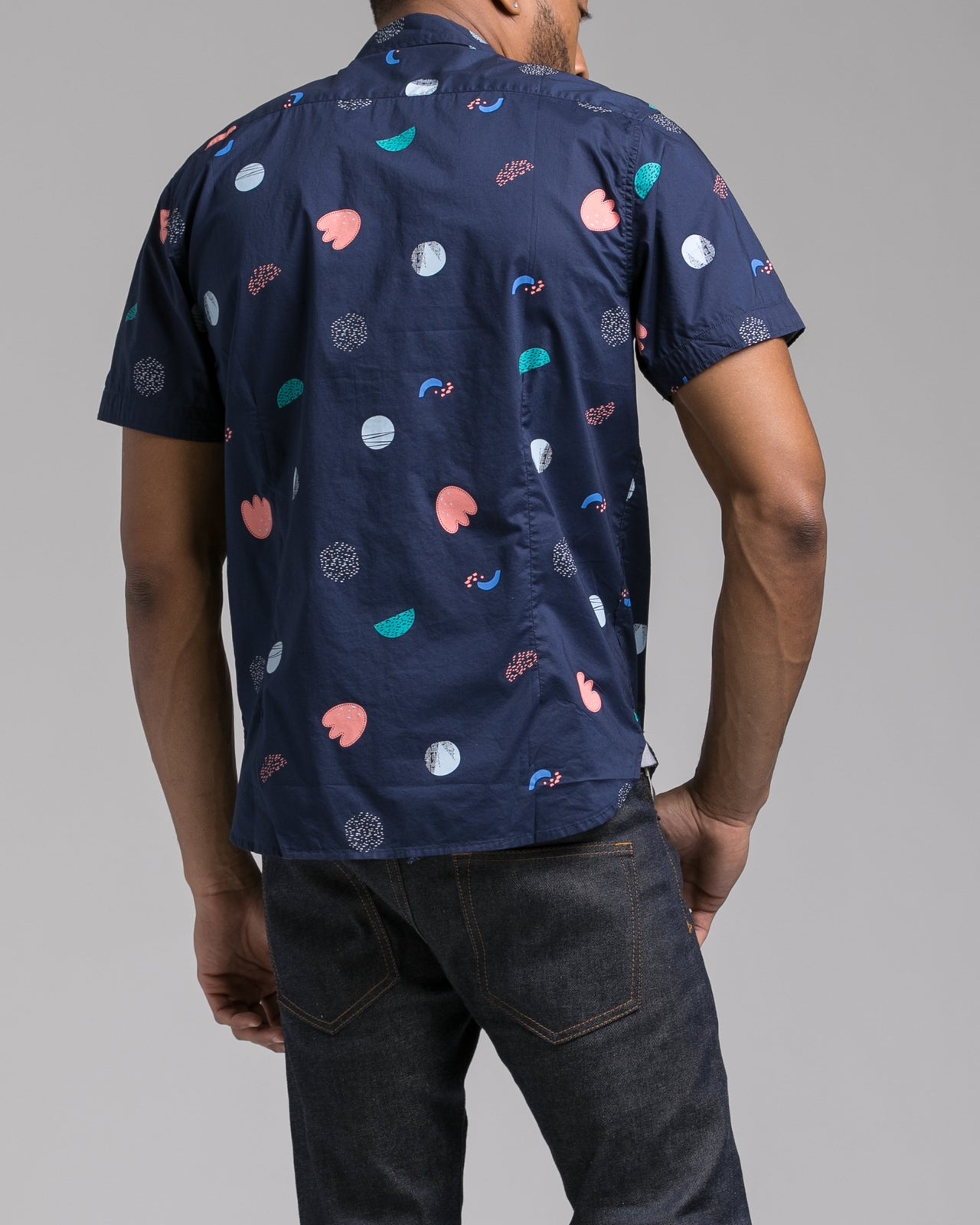 Short Sleeve Printed Shirt - Color: Navy | Blue