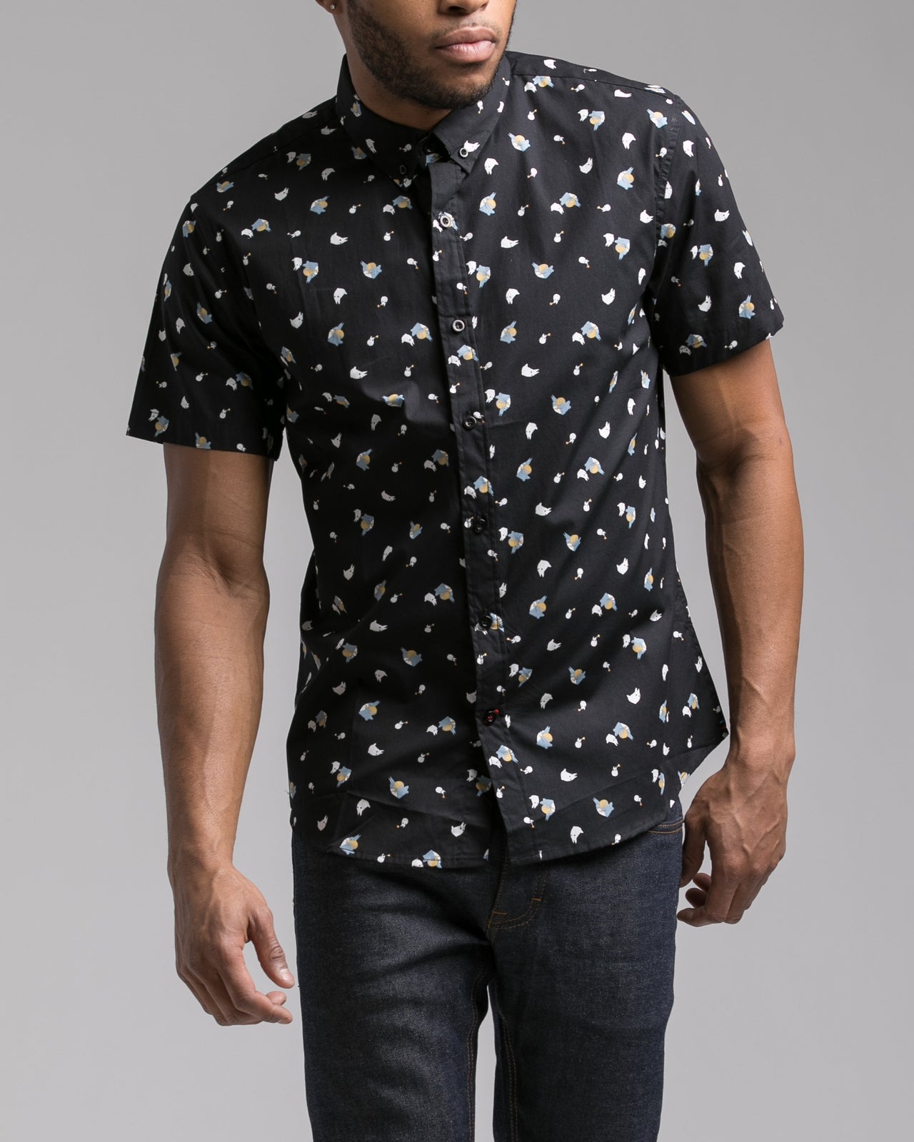 Short Sleeve Animals Shirt - Color: Black | Black