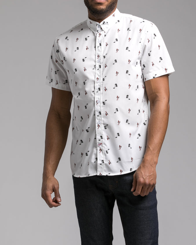Short Sleeve Luau Shirt - Color: White | White