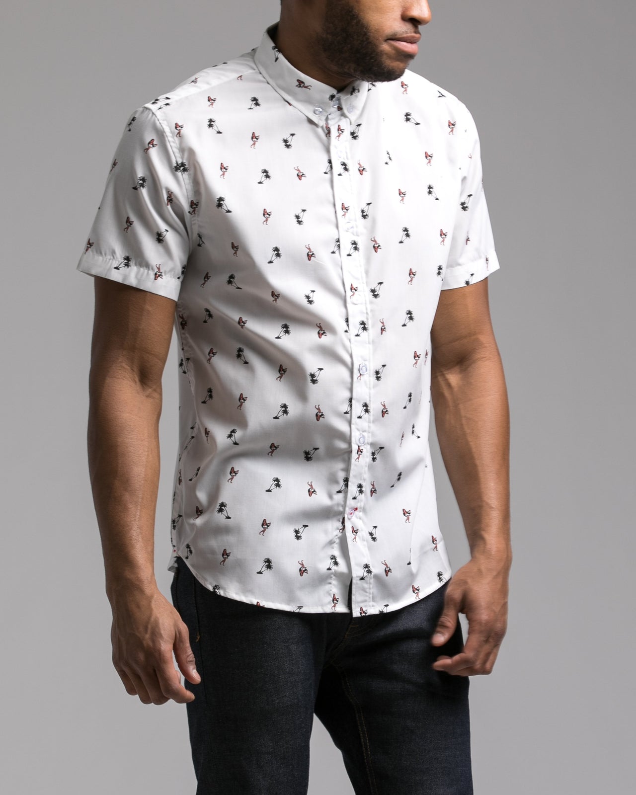 Short Sleeve Luau Shirt - Color: White | White