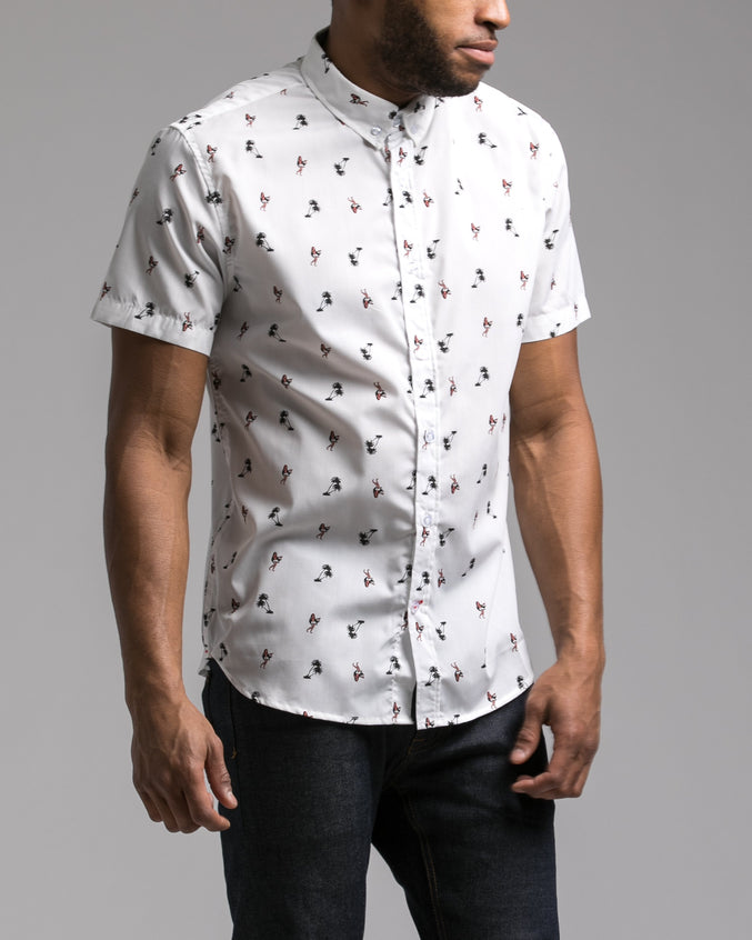 Short Sleeve Luau Shirt - Color: White | White