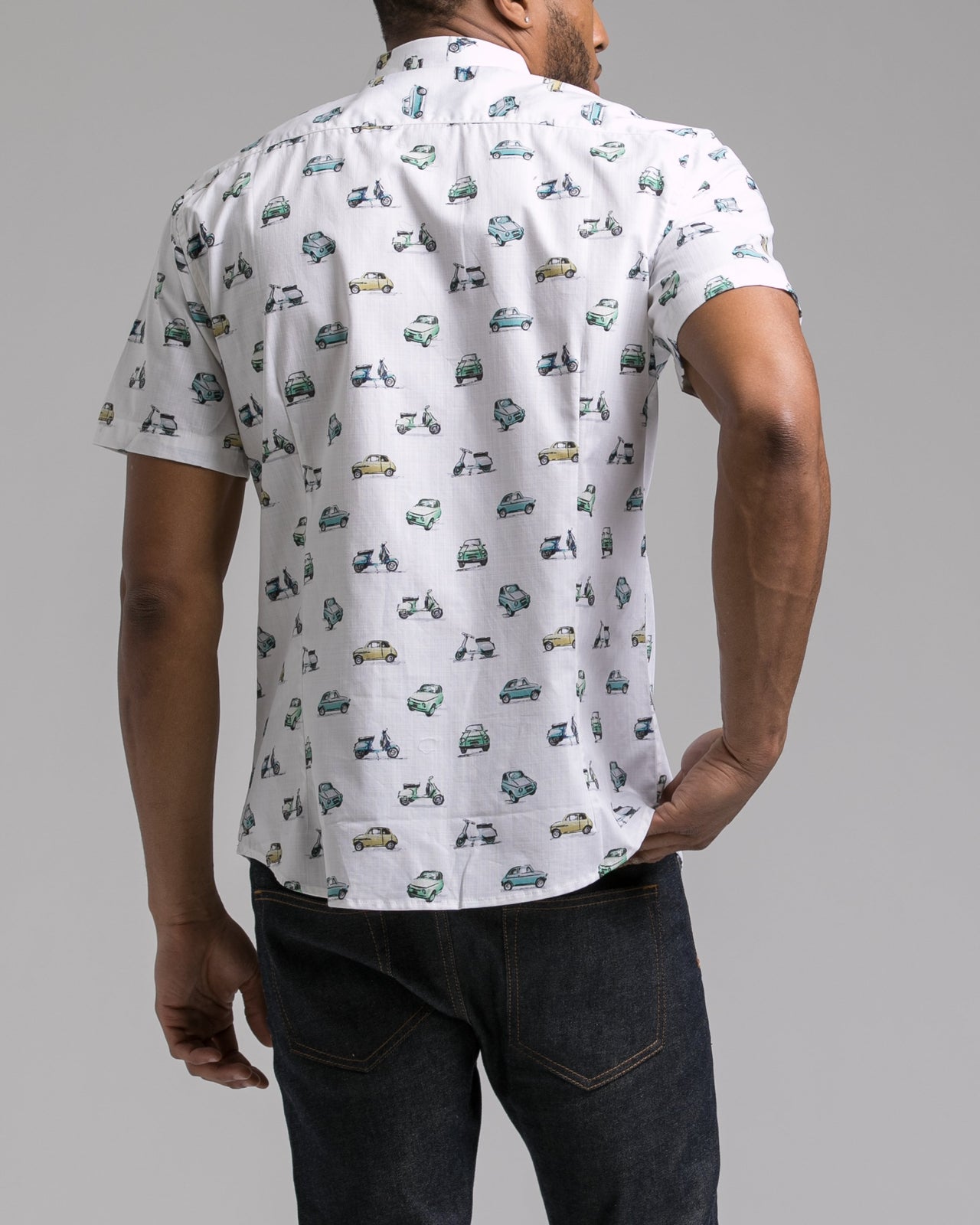 Short Sleeve Cars Shirt - Color: White | White