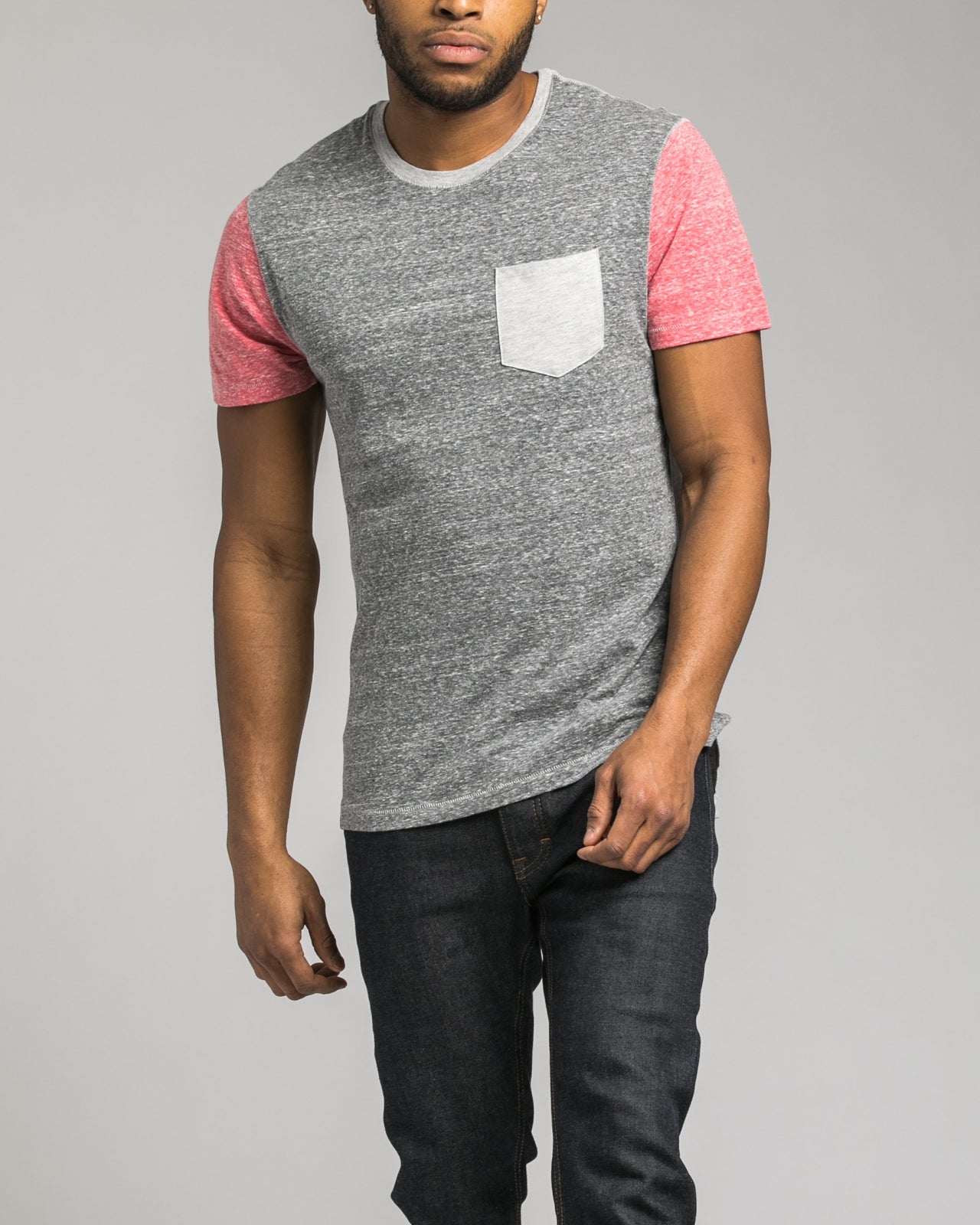 Contrast Pocket Tee - Color: Black | Gray