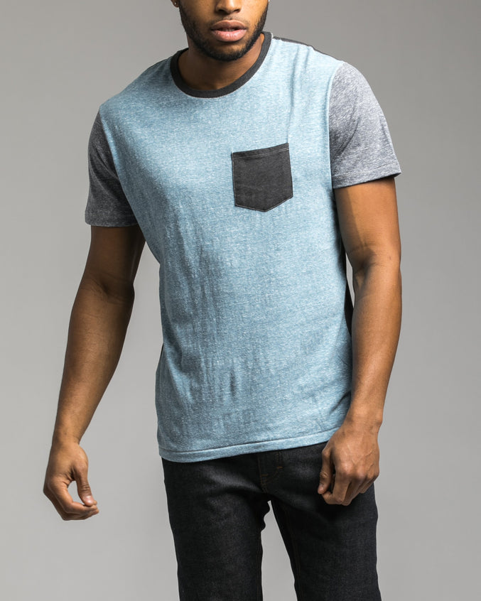 Contrast Pocket Tee - Color: Cyan | Blue