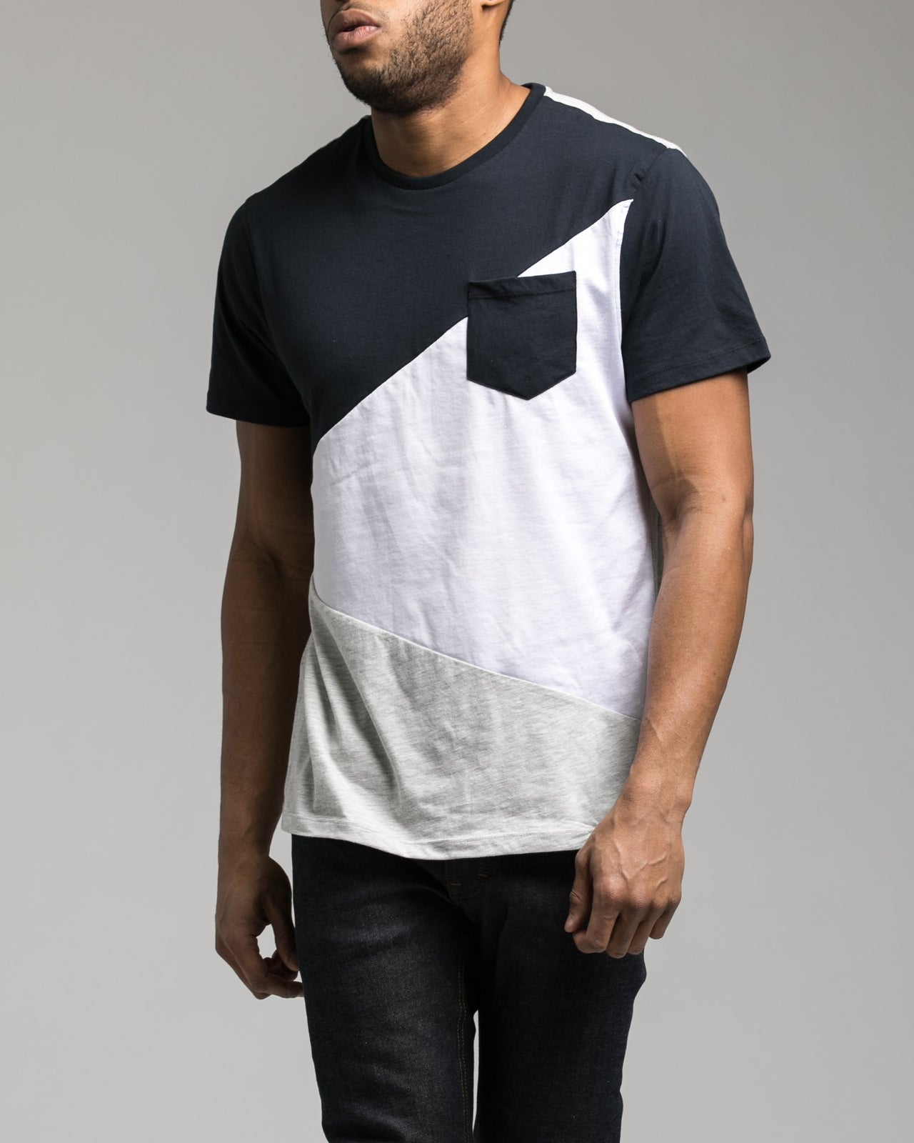 Color Block Tee - Color: Dark Navy | Multi