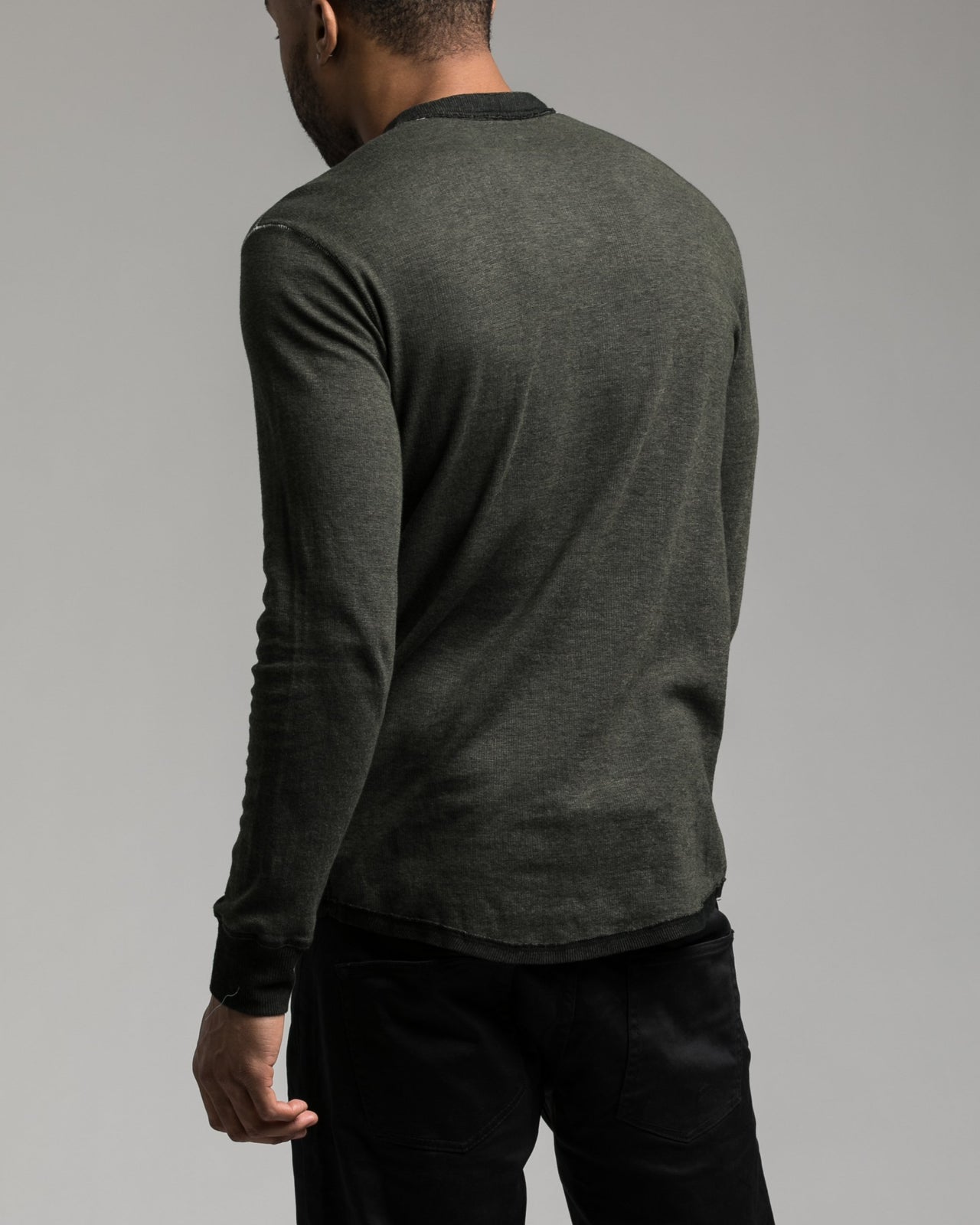 Long Sleeve Henley Tee - Color: Olive Night | Green