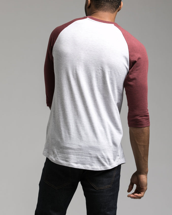 Contrast Heather Henley Tee - Color: Port Heather | Red