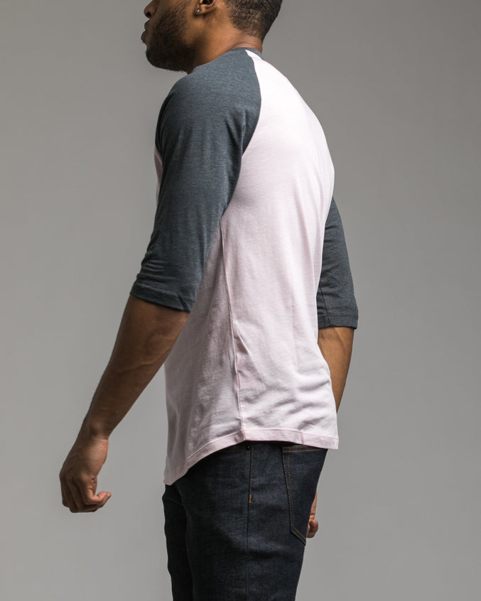 Contrast Henley Tee - Color: Pink | Pink