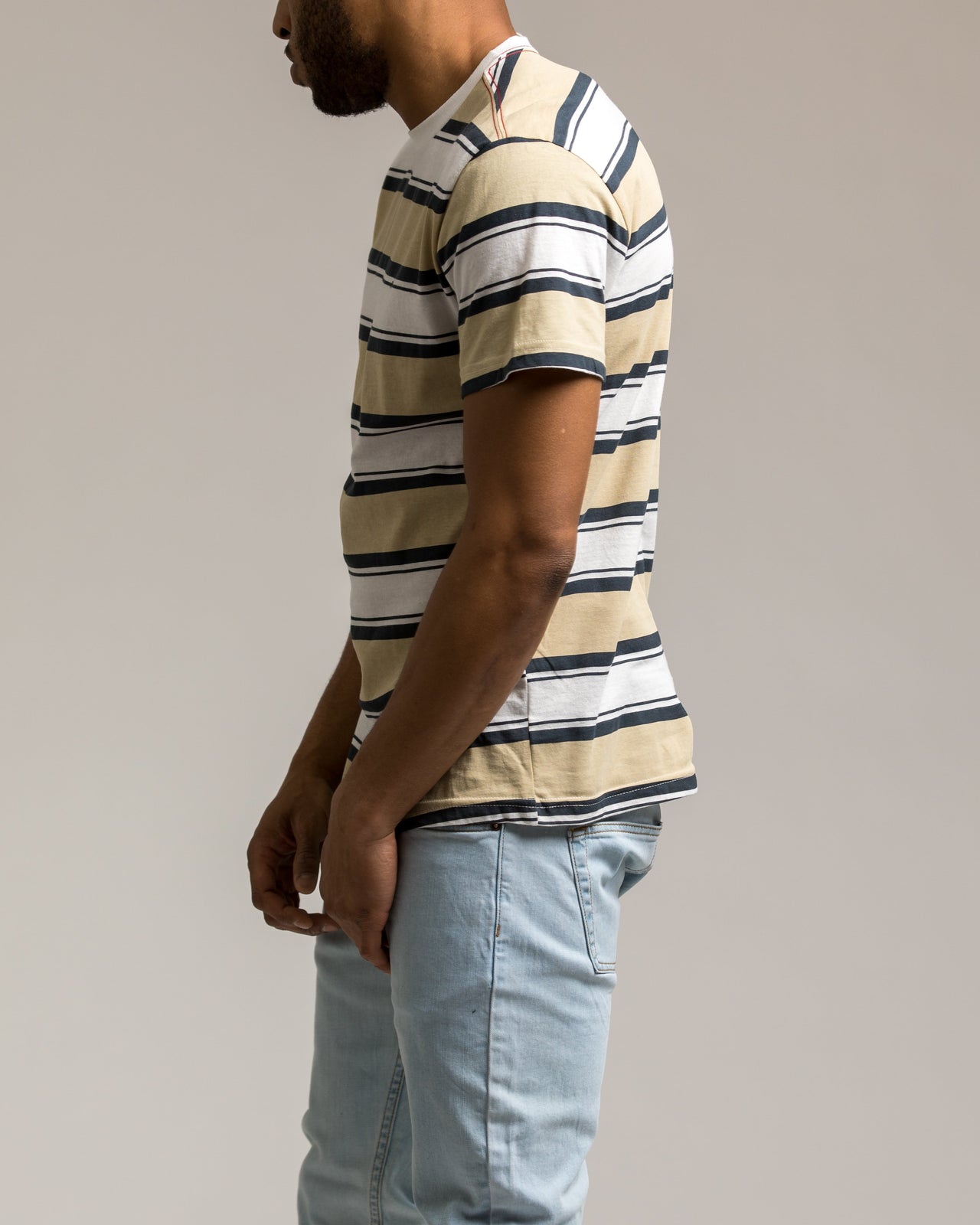 4 Stripe Tee - Color: Antique White | White