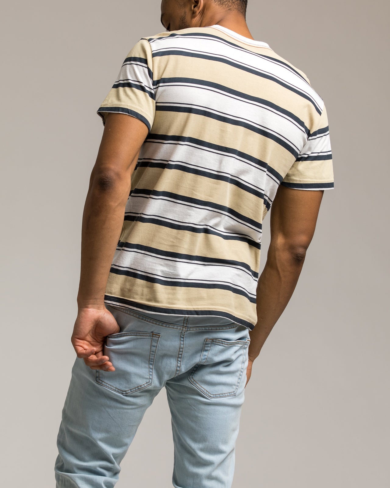 4 Stripe Tee - Color: Antique White | White