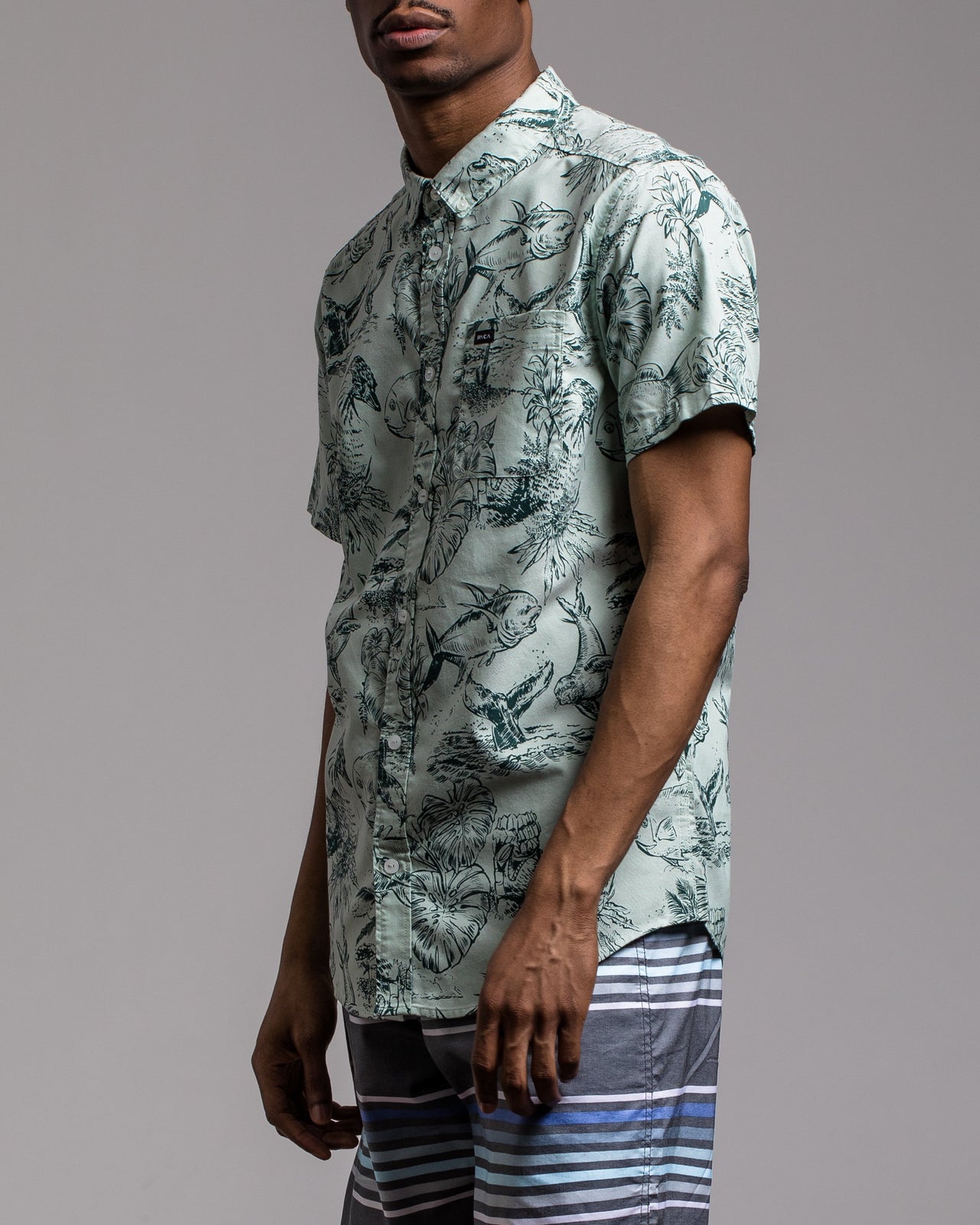 RVCA Aloha Shirt - Color: GREEN HAZE | Green