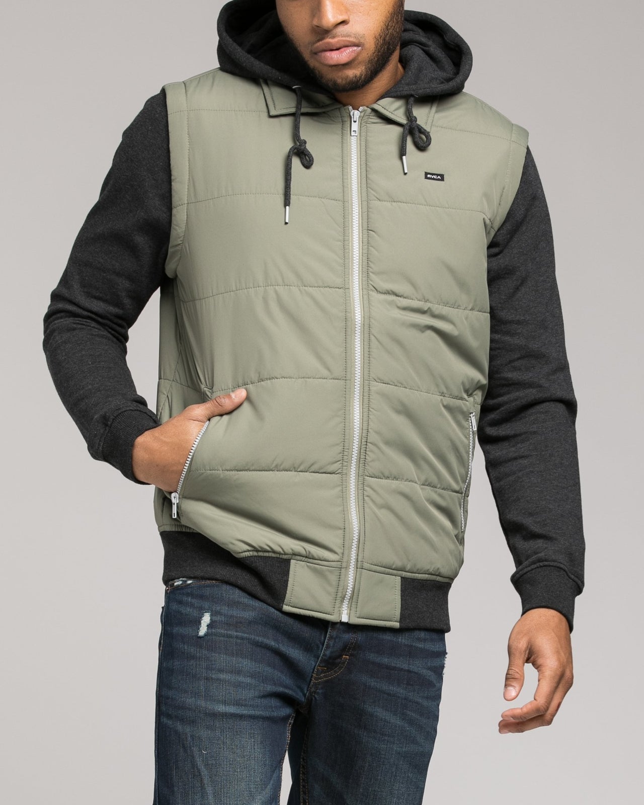 Puffer Zips Hoody - Color: Fatigue | Beige