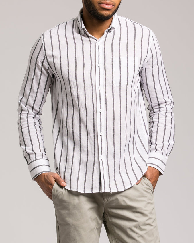 Bank Stripe Shirt - Color: White | White