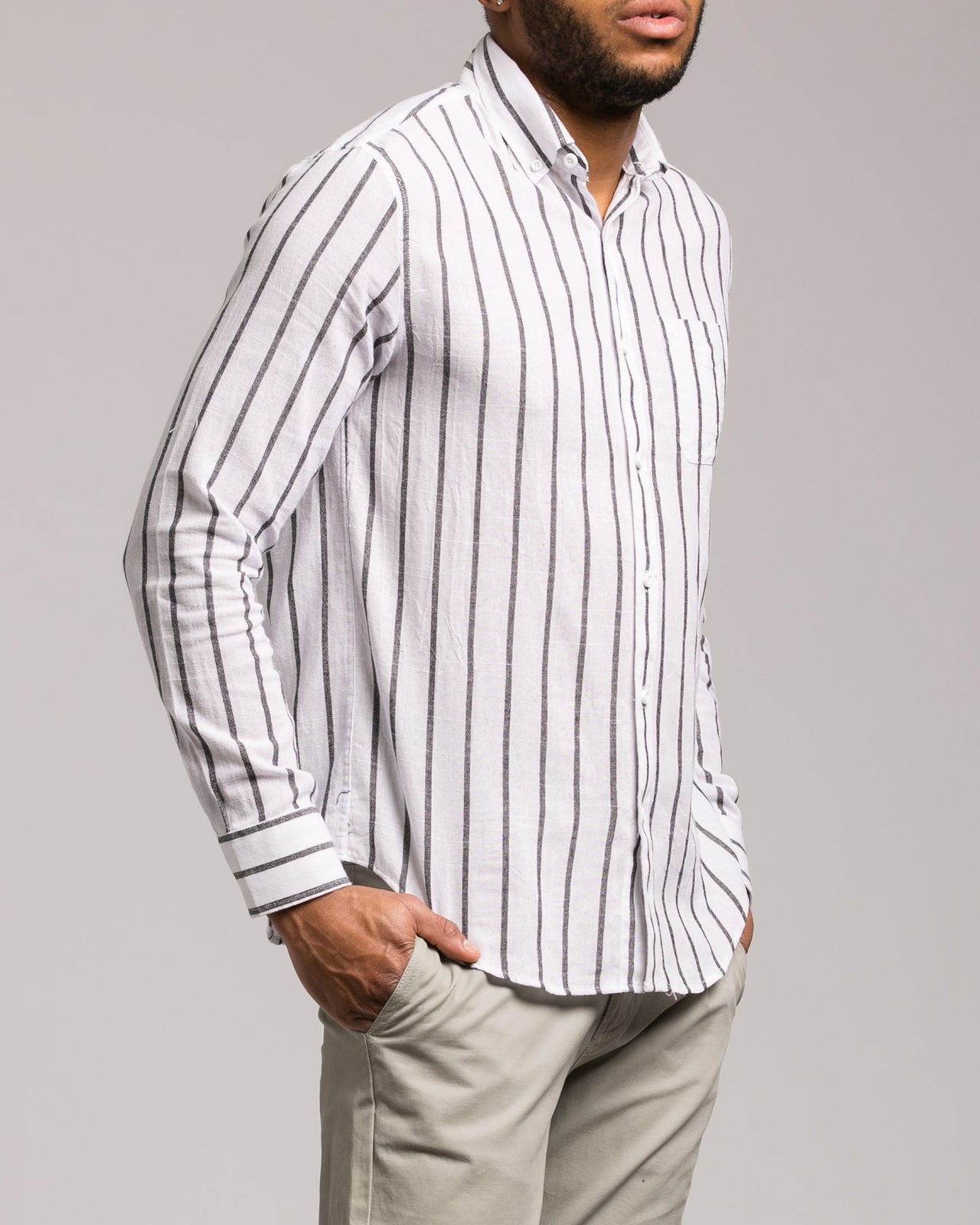 Bank Stripe Shirt - Color: White | White