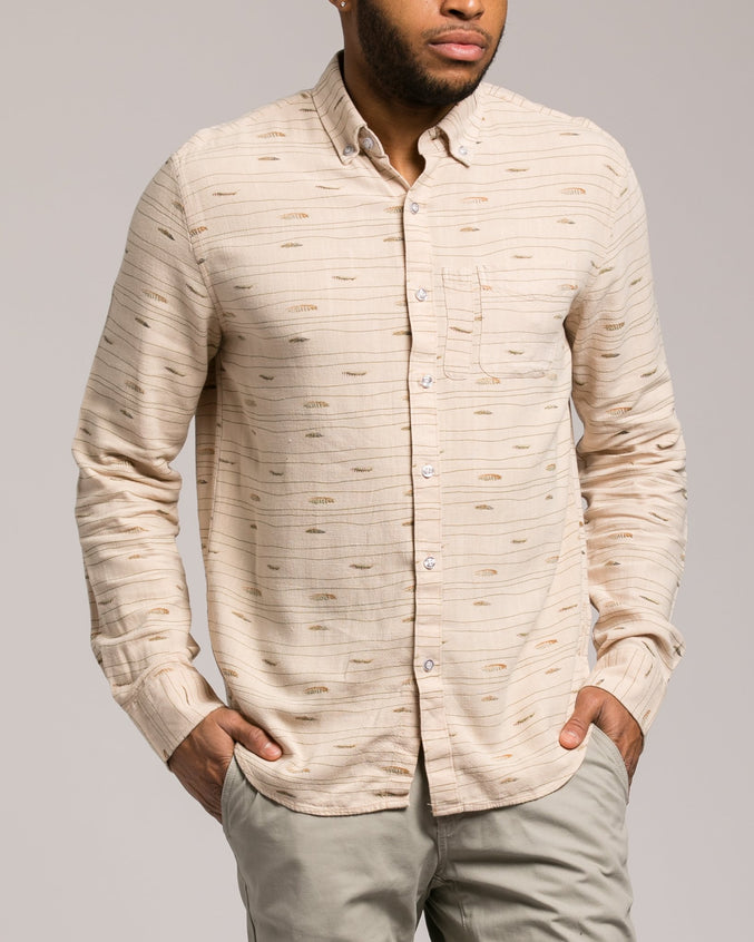 Feather Print Shirt - Color: Beige | Beige