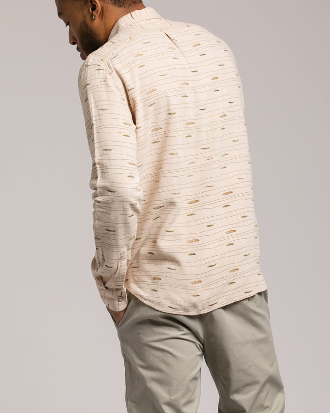 Feather Print Shirt - Color: Beige | Beige
