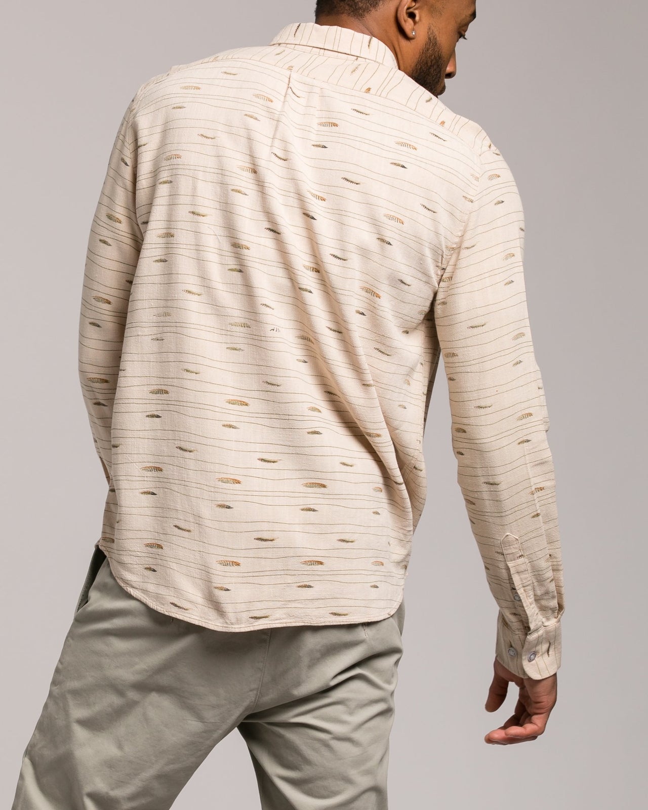 Feather Print Shirt - Color: Beige | Beige