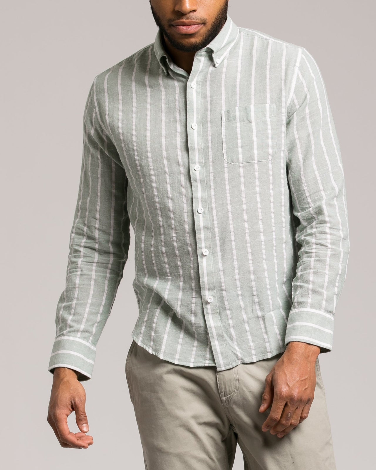 Bank Stripe Shirt - Color: Green | Green