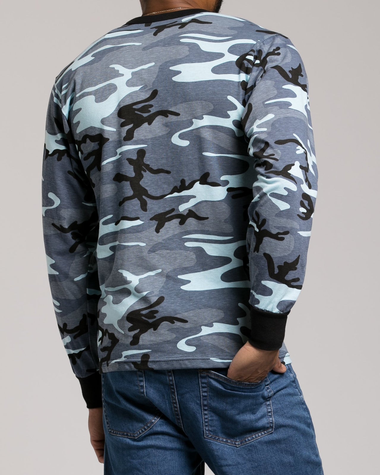 Color Camo Long Sleeve Tee - Color: Sky Blue Camo | Blue