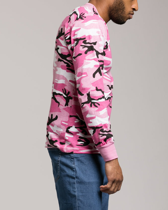 Color Camo Long Sleeve Tee - Color: Pink Camo | Pink