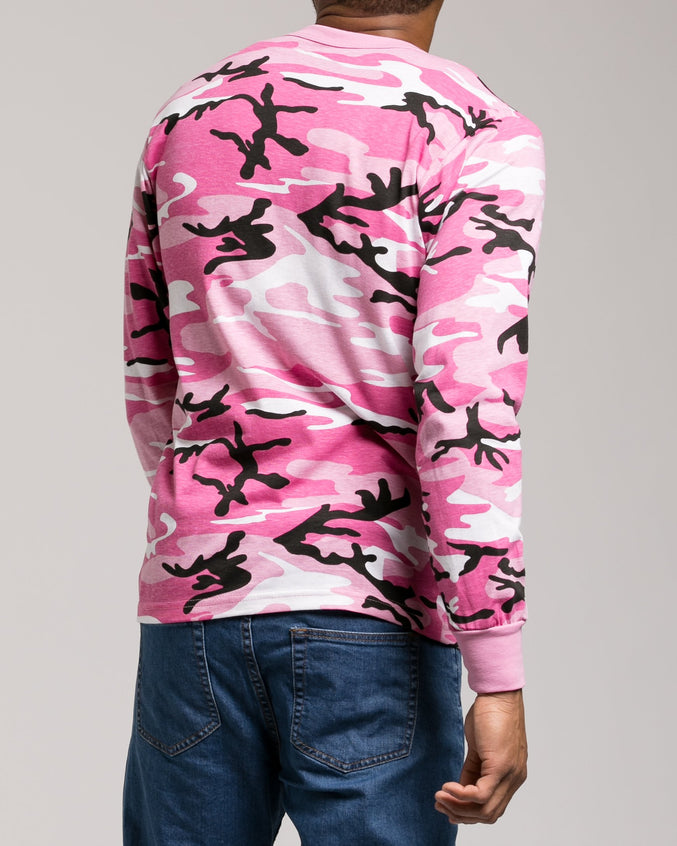 Color Camo Long Sleeve Tee - Color: Pink Camo | Pink