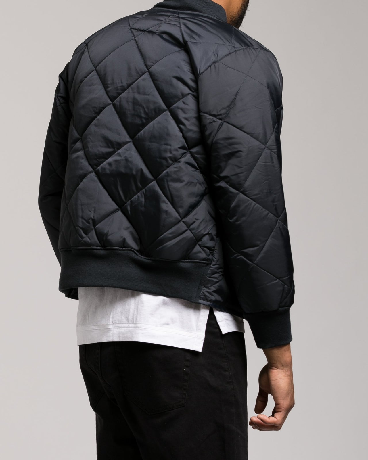 Diamond Quilted Flight Jacket - Color: Navy Blue | Blue
