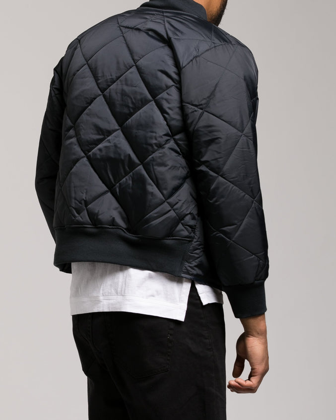 Diamond Quilted Flight Jacket - Color: Navy Blue | Blue