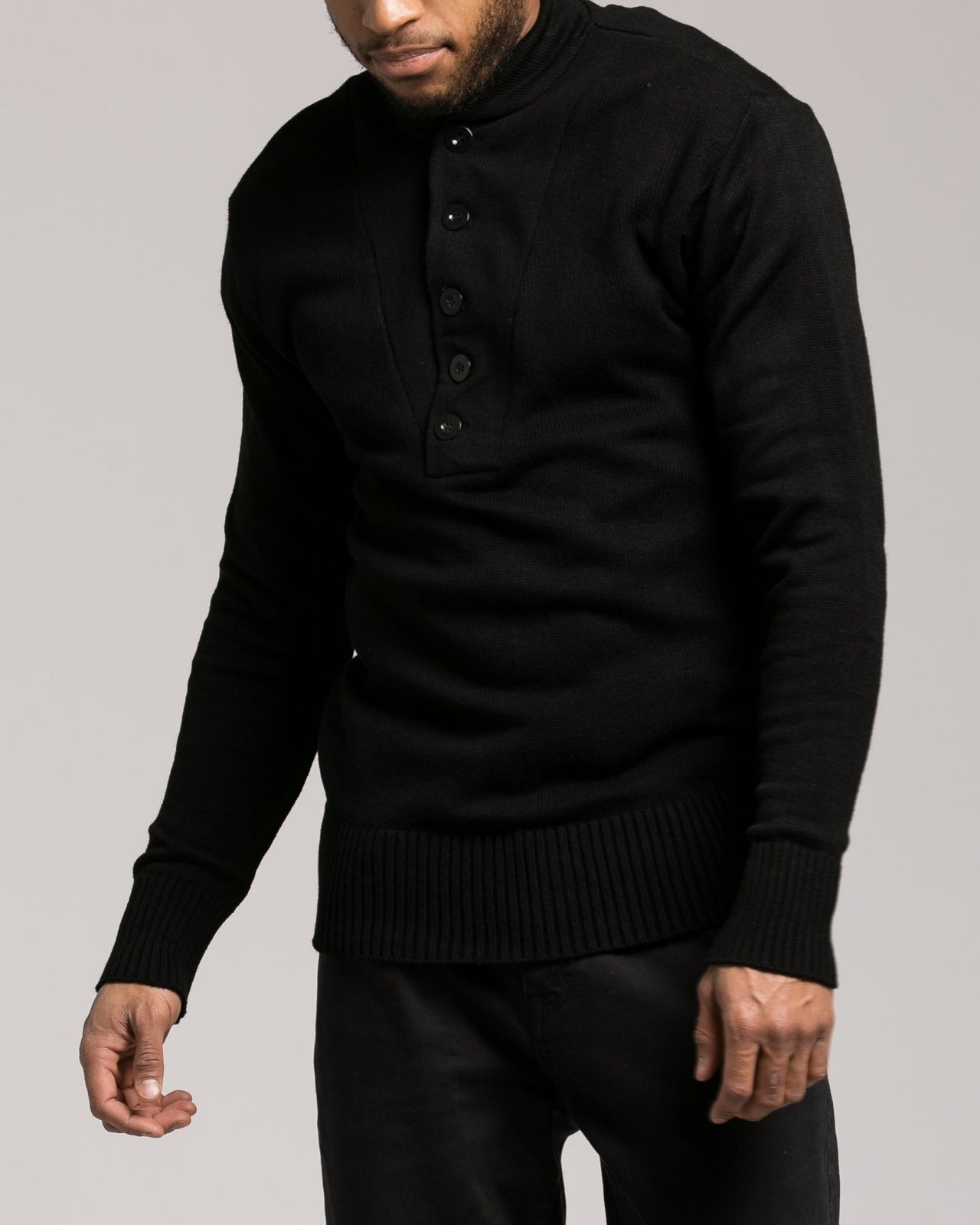 GI 5 Button Sweater - Color: Black | Black