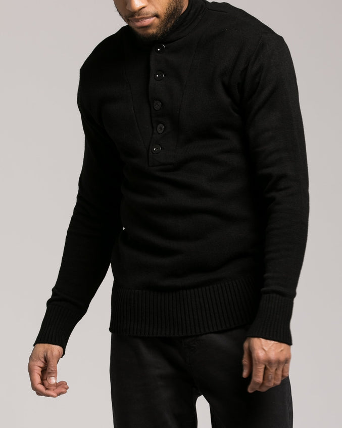 GI 5 Button Sweater - Color: Black | Black