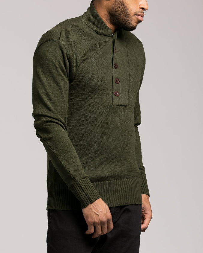 GI 5 Button Sweater - Color: Olive Drab | Green