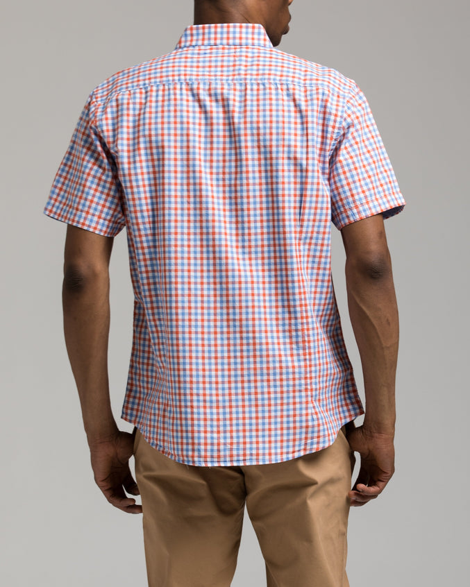 Short Sleeve Plaid Shirt - Color: Orange Plaid | Orange