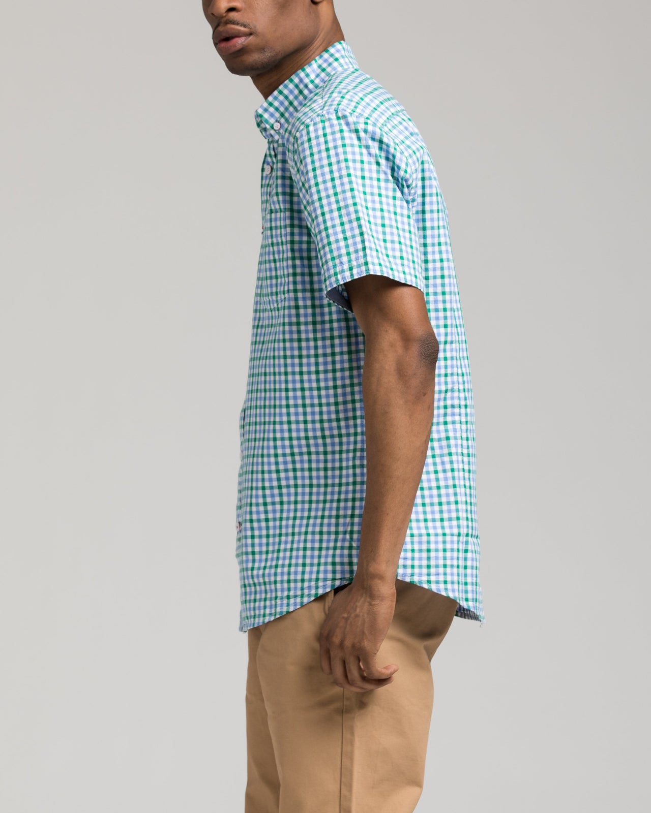Short Sleeve Plaid Shirt - Color: Green Plaid | Green