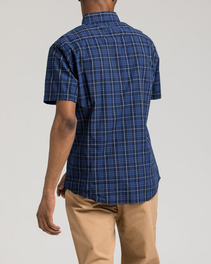 Short Sleeve Plaid Shirt - Color: Navy Plaid | Blue