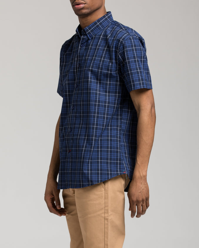 Short Sleeve Plaid Shirt - Color: Navy Plaid | Blue