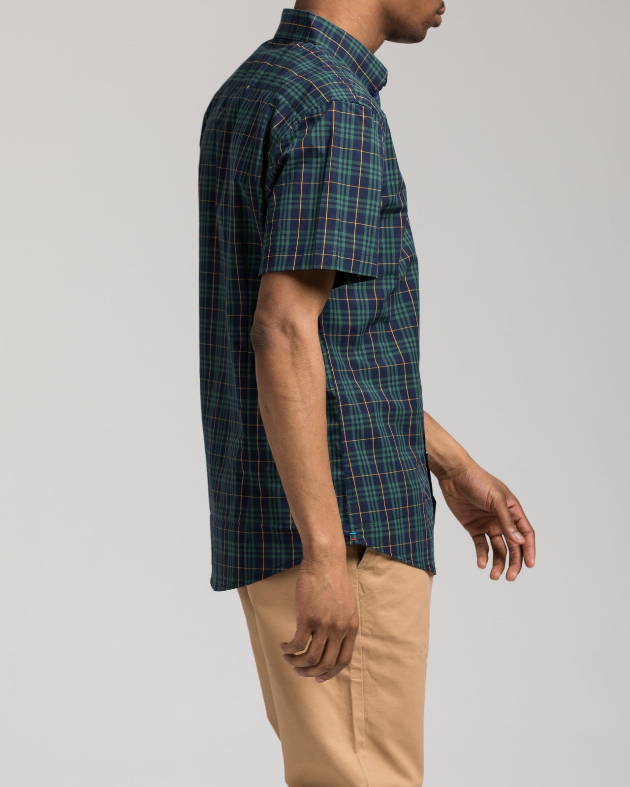 Short Sleeve Plaid Shirt - Color: Green | Green