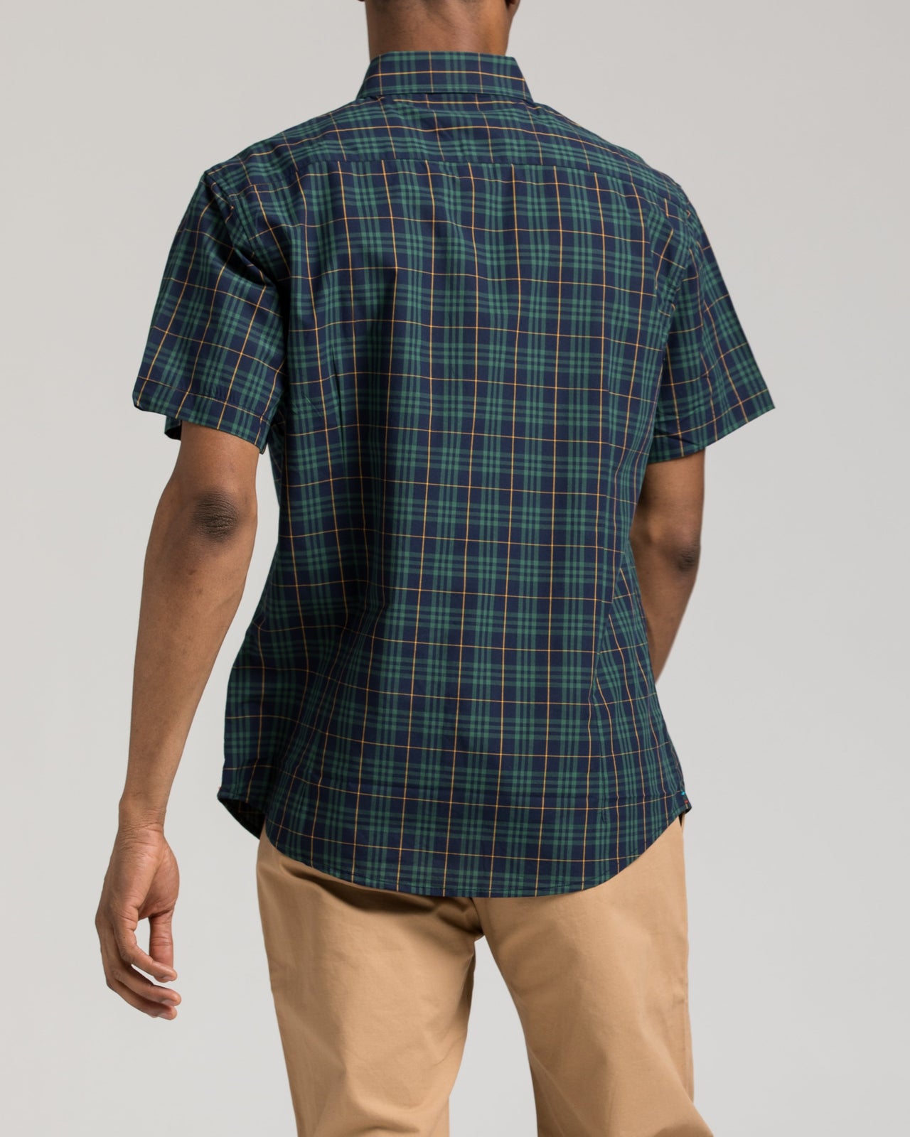 Short Sleeve Plaid Shirt - Color: Green | Green